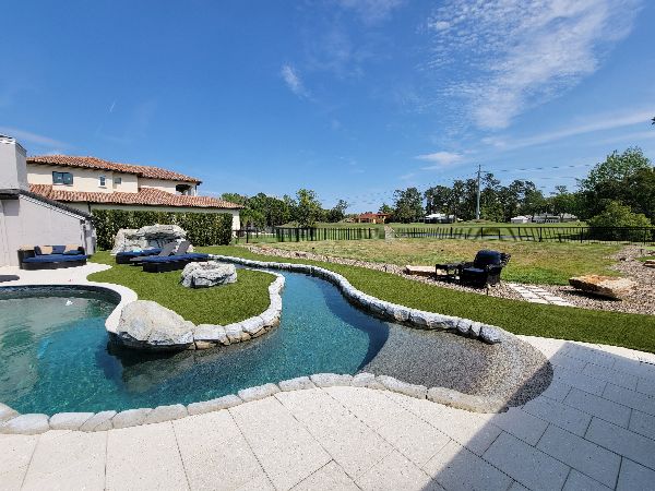 Residential pool area landscape design