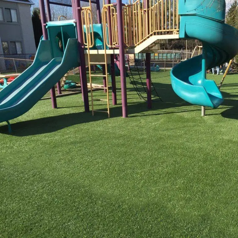 Playground with artificial turf