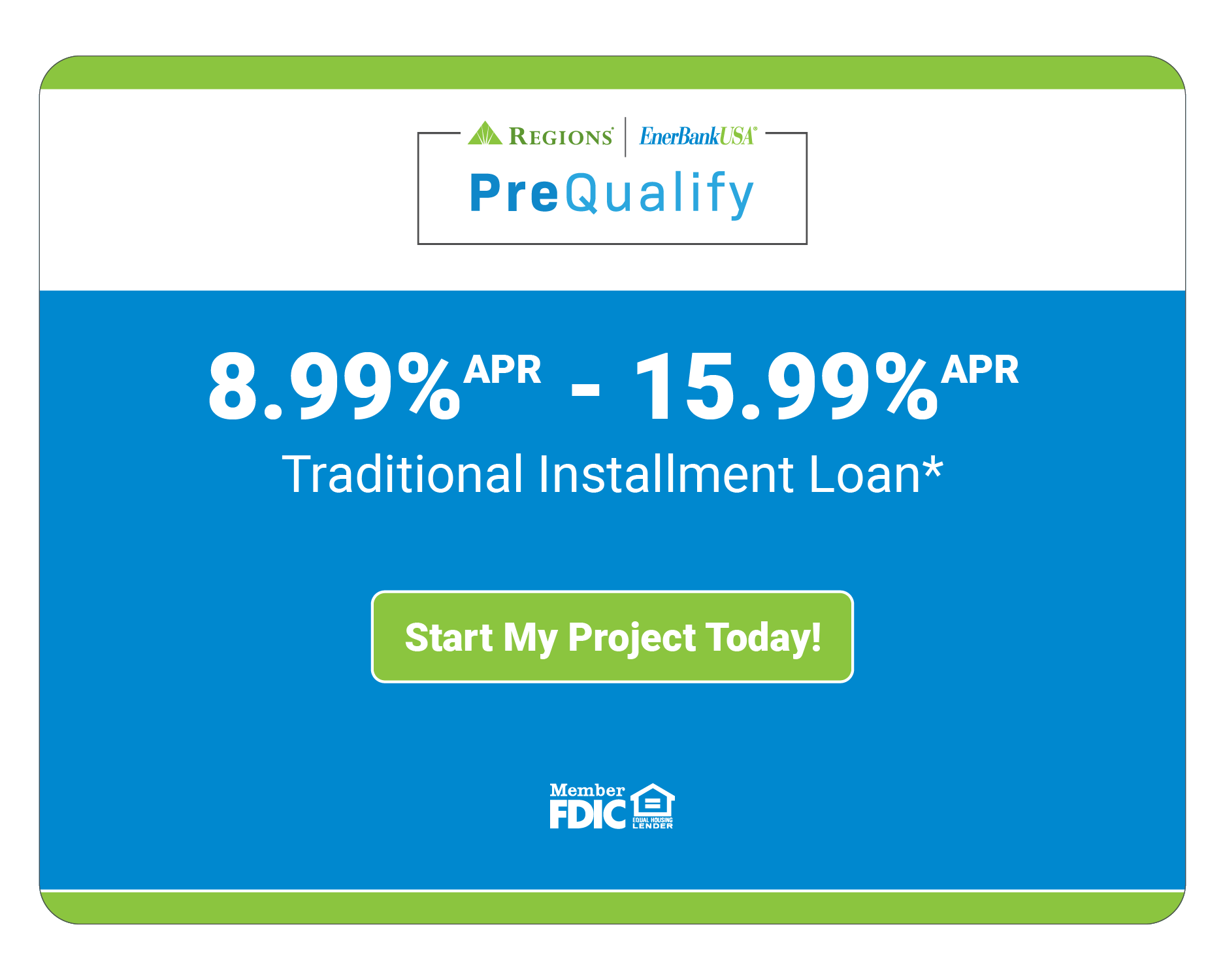 Traditional installment loan with 8.99%-15.99% APR