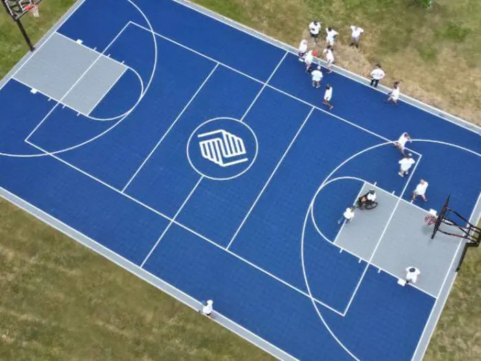 Aerial view of a multi-sports court